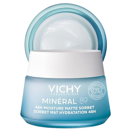 Vichy Minéral 89 Aqua Gel - Hidratante facial para piel grasa | Hidratante matificante | Ácido hialurónico + niacinamida + ácido salicílico | Control de brillo | Gel hidratante refrescante no