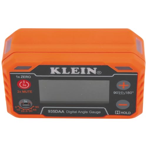 Klein Tools 935DAA Medidor electrónico digital de nivel y ángulo, alerta de ángulo LED, medición y ajuste de ángulos, rangos de 0-90 y 0-180 grados