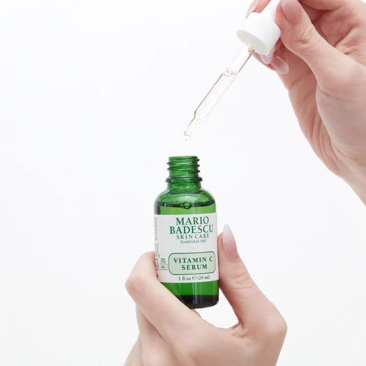 Mario Badescu Suero de vitamina C para todo tipo de piel | Suero ligero con vitamina C e hialuronato de sodio | Reduce visiblemente los signos del envejecimiento | 1 onza líquida (paquete de 1)
