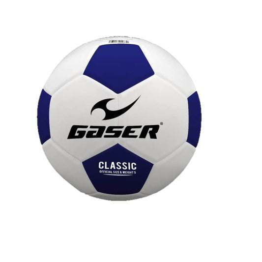 Gaser Balón Futbol Classic Laminado Mate (No. 4, Blanco con Azul)