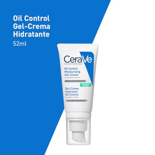 CeraVe Oil Control Gel-Crema Hidratante I Control de Brillo & Hidratación Facial I Formula Ultra-Ligera Para Piel Mixta a Grasa I 52ml