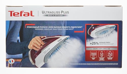 Plancha de Vapor Tefal Ultragliss Plus rojo blanco con Suela Resistente a Arañazos