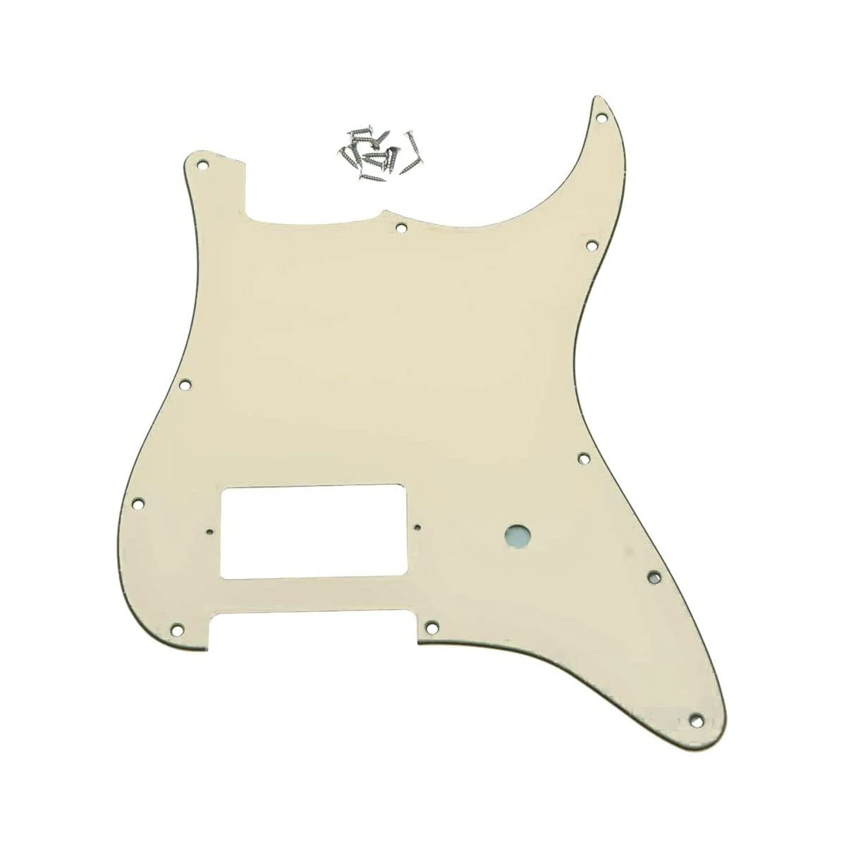 KAISH 11 agujeros ST/Strat Style One Humbucker Guitarra Golpeador Rascador Placa para Delonge Stratocaster/Strat Blanco envejecido, 3 capas