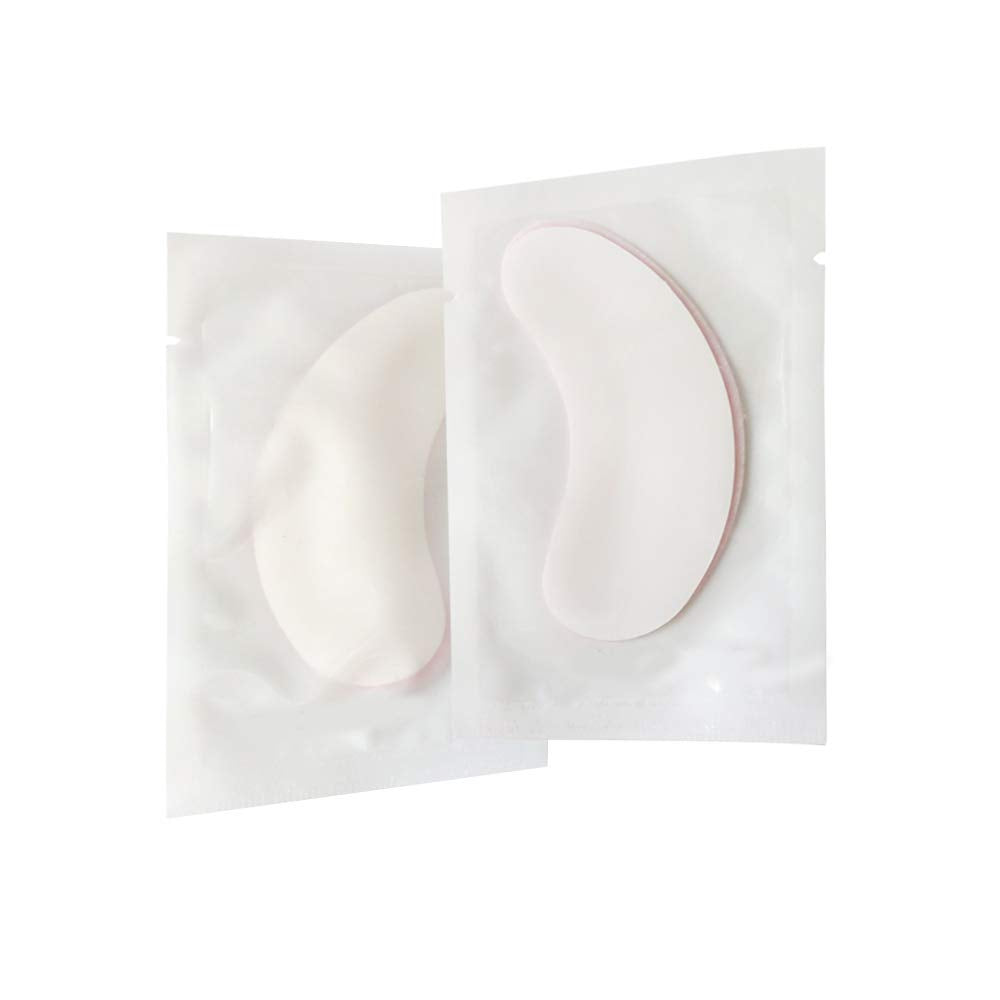 100 Pairs Eye Gel Patches Lint Free Under Eye Pads Eyelash Extensions Premium Eyes Mask Lash Extension Cosmetic Tool Kit, Clear/Pink