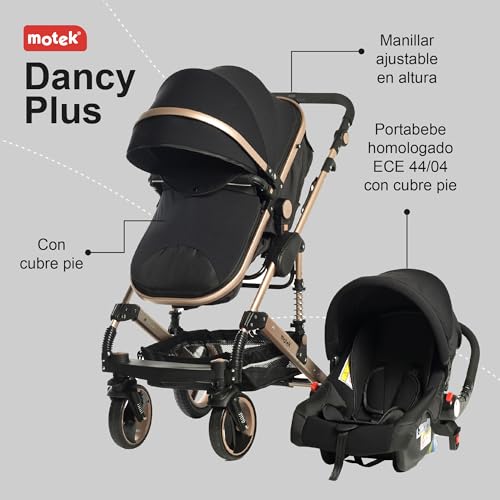 Carriola Bebe Motek Dan Plus 3 en 1 Portabebe Aluminio Dorado