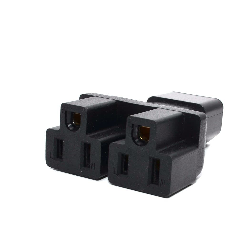Adaptador de Corriente Divisor Toptekits Negro C14 a 2 x Nema 5-15R 3 Pines