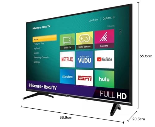 Hisense Television de 40" LED 1080P Full HD Smart TV Frecuencia de Actualización 60Hz Modo de Juego Sonido DTS TruSurround Funciona con Alexa y Google Assistant + Soporte de Pared 40H4030F
