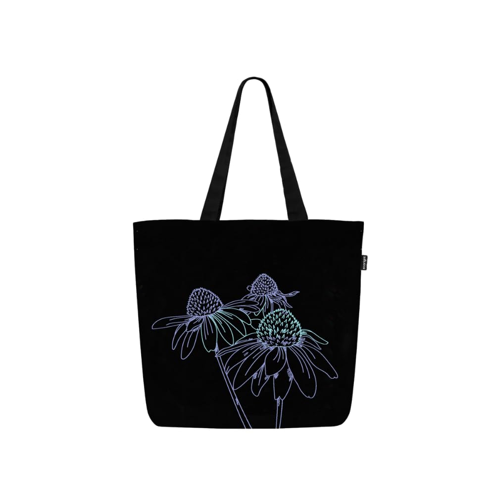 Ecoright - Bolsas grandes de lona para mujer, con bolsillo interior, bolsa reutilizable con cierre para escuela, trabajo, compras, playa