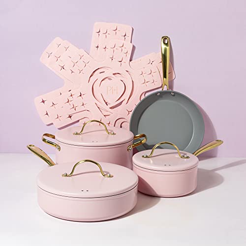 Juego de Utensilios de Cocina Paris Hilton Rosa con Tapa Sólida y Asas Doradas, 10 Piezas