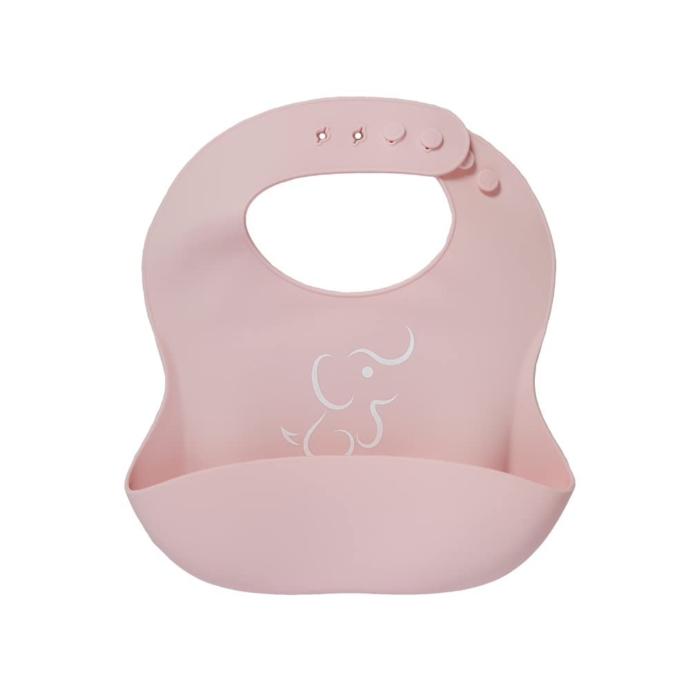 PAPU BABY Baberos de Silicón Suave. Pack de 2 Impermeables para Bebé, baby bibs. (Rosa-Rosa Pastel)