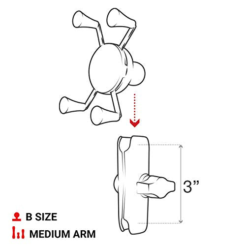 Soporte para Teléfono RAM Mounts Negro X-Grip con Doble Brazo Compuesto Mediano Compatible con Bola RAM B 1 Pulgada