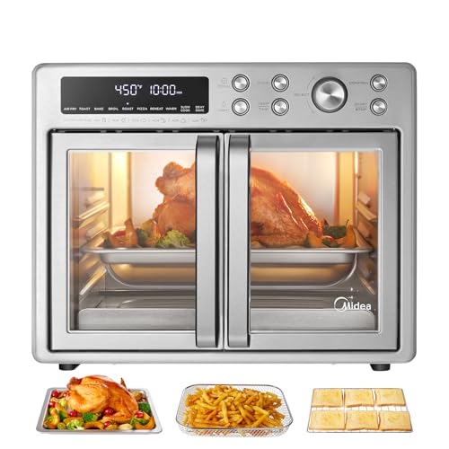 Freidora de Aire Extragrande Midea Flexify Acero para Horno Tostador de Puerta Francesa 90% Menos Aceite