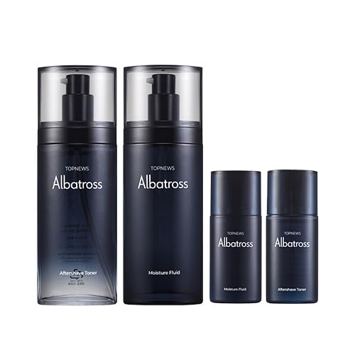 CHARMZONE Albatross Skincare for Men - Juego de tóner y emulsión para después del afeitado, juego de regalo nutritivo hidratante e hidratante con muestras de tamaño de viaje
