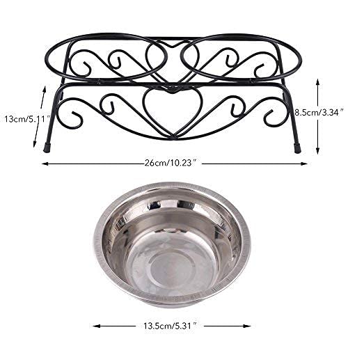 Cuencos para Mascotas Yosoo Acero Inoxidable Soporte Retro Dobles para Perros y Gatos