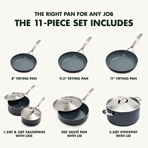 GreenPan Paris Pro - Batería de cocina de cerámica antiadherente (11 piezas)