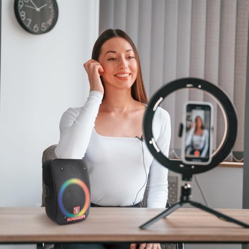 Bocina Kaiser Bluetooth Recargable de 4 Pulgadas, Potencia de10 W RMS KSR-Link con Luz RGB Auxiliar, USB, Micro SD KSW-5004