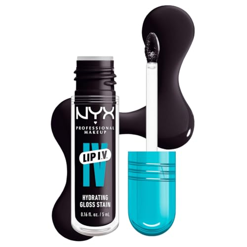 NYX Professional Makeup, LIP IV Gloss Serum Hidratante, Tono: Grape Gushin. Tinta de Labios hidratante con alto pigmento infusionado con agua de coco y magnesio. Fórmula vegana.