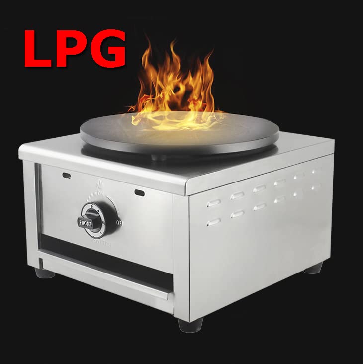 PreAsion - Máquina para crepe de gas comercial de 16 pulgadas, máquina para crepes de gas GLP, máquina para plancha con válvula de baja presión para blintzes, huevos, omelette
