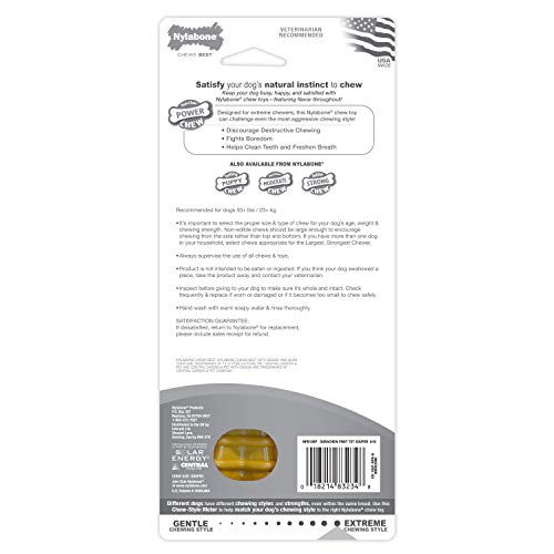 Hueso de Perro Nylabone Mantequilla de Maní Resistente para Masticadores Agresivos Talla XL/Souper
