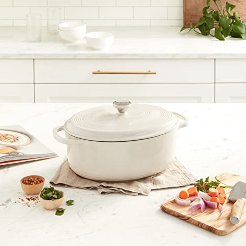 Lodge Horno holandés de hierro fundido esmaltado, Blanco, 6.6 l, 1