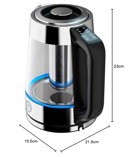Hukën x MasterChef | Tetera Eléctrica Heat-Select | Temperatura Ajustable | Infusor Removible | Hervidor de Agua | Acero | Heat-Select | Panel Digital | Base Giratoria | 1.7 litros
