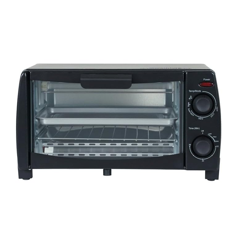 Horno Tostador Dominion Negro, Diseño Retro Compacto con Temporizador de 30 Minutos y Multifunción para Encimera