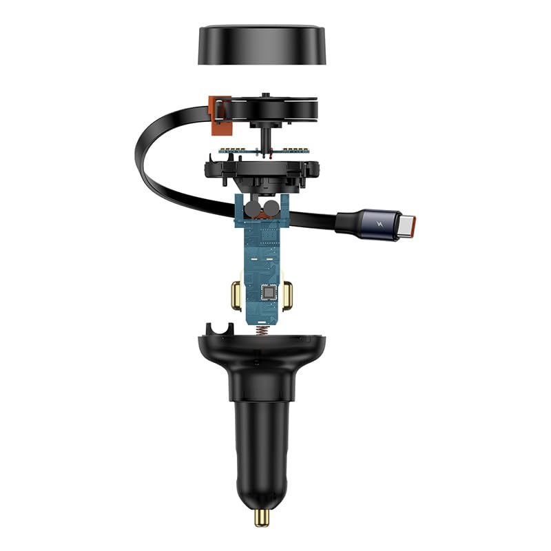 Baseus Enjoyment Pro Cargador de Coche con Cable Tipo-C Retráctil 60W, Negro