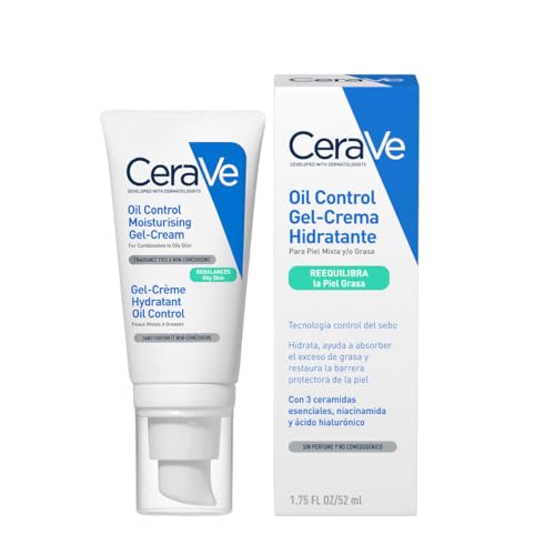 CeraVe Oil Control Gel-Crema Hidratante I Control de Brillo & Hidratación Facial I Formula Ultra-Ligera Para Piel Mixta a Grasa I 52ml