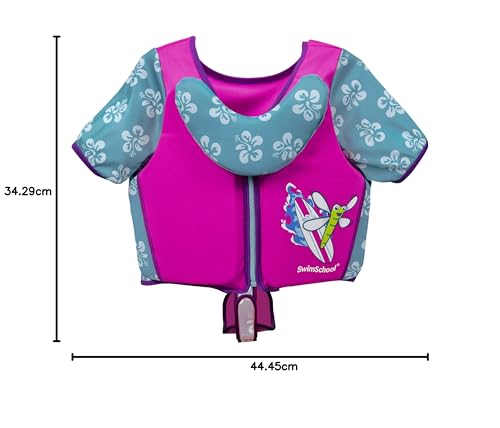 Chaleco de Entrenamiento SwimSchool Rosa Aqua con Mangas UPF50 y Correa Ajustable para Mujer