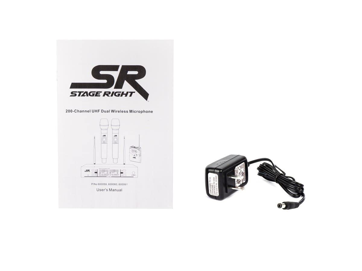 Sistema de Micrófonos Inalámbricos de Mano Dual Monoprice UHF 200-Channel 262 Foot Stage Right Series