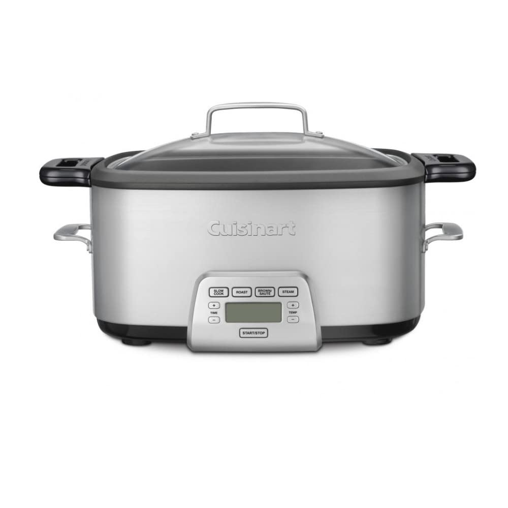 Cuisinart 3-in-1 Cook multi-cooker central, olla de cocción lenta, vaporizador, Acero inoxidable, 7.5 l, 1