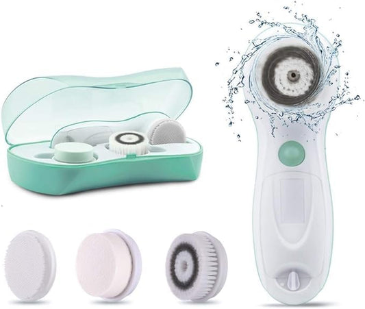 Cepillo de Limpieza Facial Resistente al Agua Face Brush Set + 2 Repuestos Portátil para Mujer