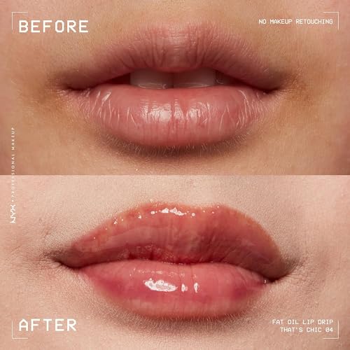 NYX Professional Makeup, Fat Oil Lip Drip Gloss, 4.8ml. Tono: That's Chic. Brillo labial hidratante con efecto jugoso hasta por 12 horas. Infusionado con aceite de aguacate, mora y frambuesa para una sensación no pegajosa. Fórmula vegana.