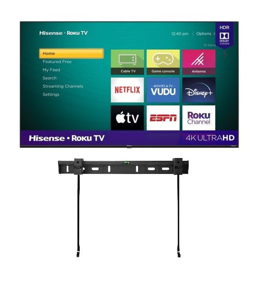 Hisense 58" 4K Ultra HD TV R6 Serie con Diseño Sin Bisel Modo de Juego Motion Rate 120 ‎USB Ethernet HDMI Funciona con Google Assistant y Alexa + Soporte de Pared (Sin Bases) 58R6E3 (Reacondicionado)