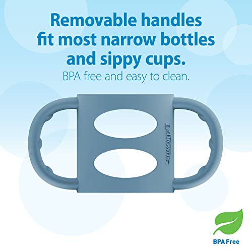 Mangos de Botella de Silicona 100% Dr. Brown's Light Blue Green Gray para Bebé 3 Pack 4m+