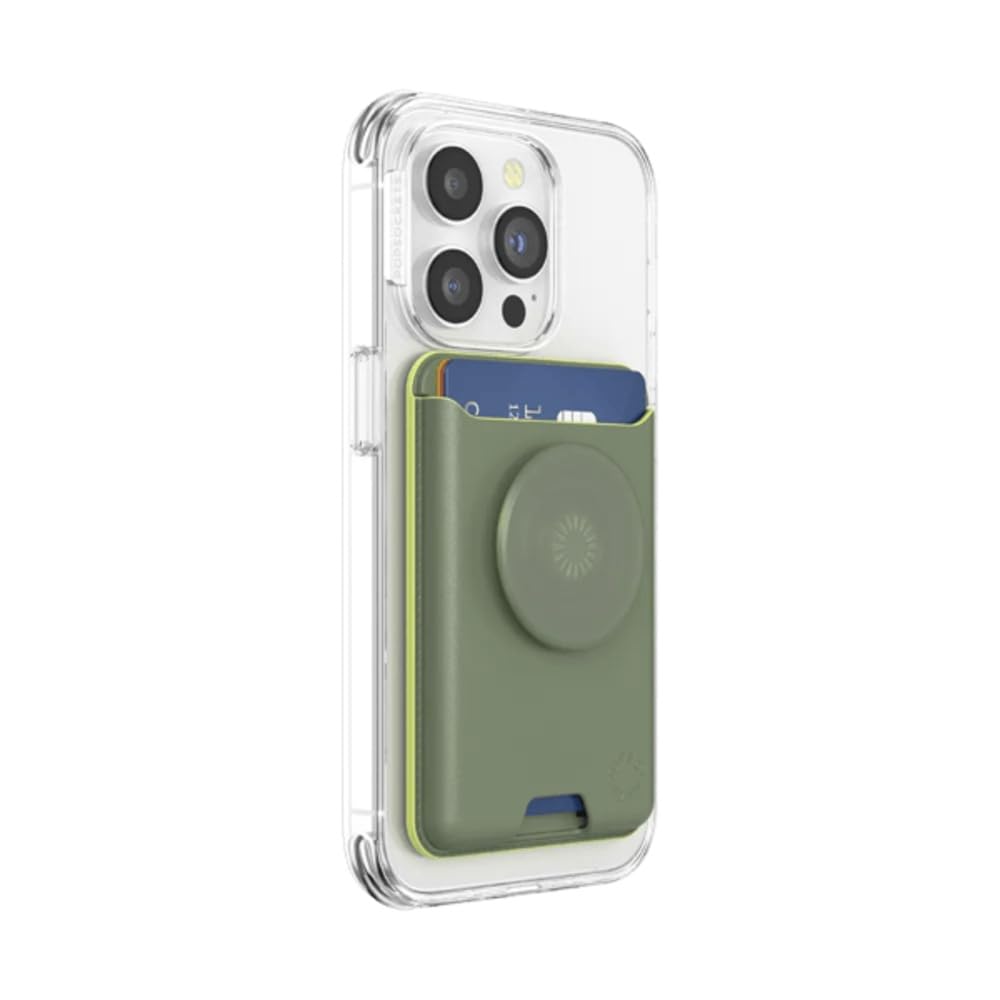 Portafolios PopSockets Softgoods MagSafe Negro con Agarre Expandible y Soporte para Tarjetas Compatible con Carga Inalámbrica