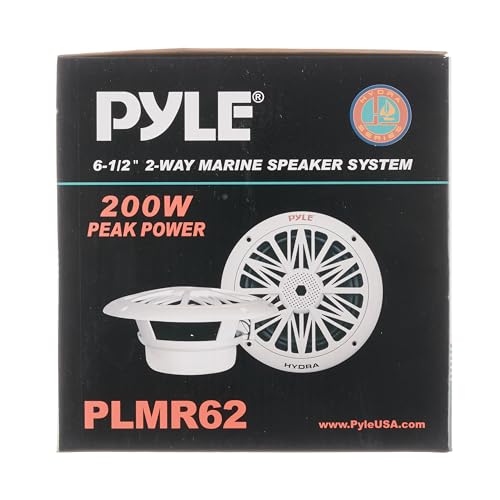 Pyle Bocinas Marinas 6.5 Pulgadas 200 Vatios, Altavoces para Exteriores, Impermeables y Resistentes, Cono Policarbonato, Borde de Goma Butílica, 1 Par
