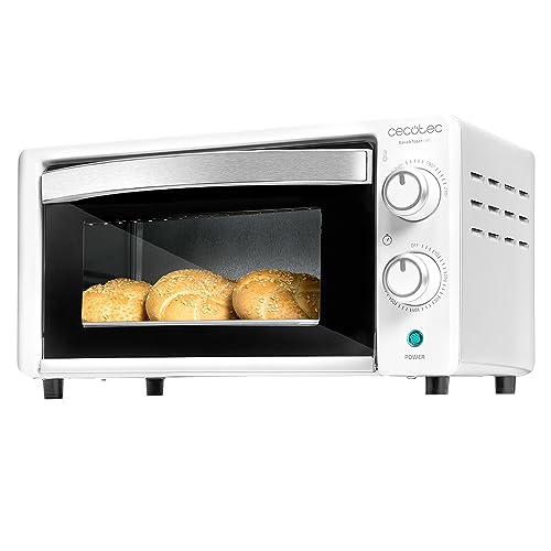 Cecotec Horno de sobremesa Bake&Toast 1090 White, 10 l, 1000 W, temporizador 60 min, temperatura regulable hasta 230 °C, bandeja para hornear, parrilla y pinzas.