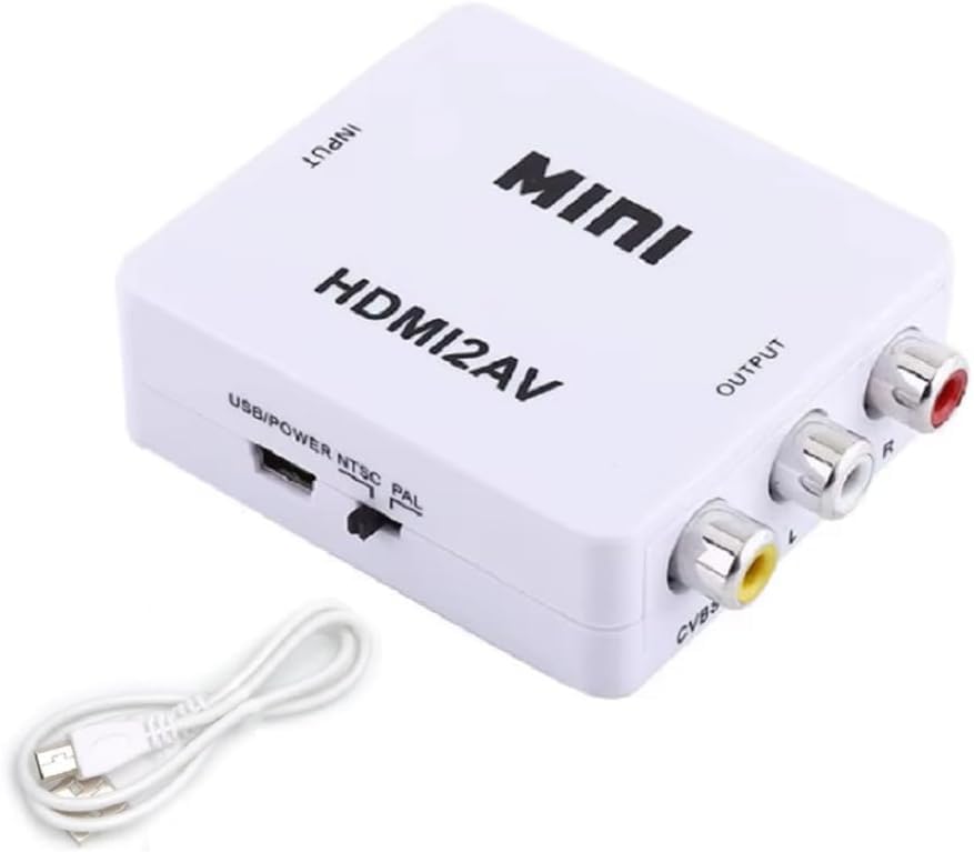 GamePoint Mexico HDMI a AV Convertidor, HDMI a RCA Adaptador, 1080p HDMI a AV 3RCA CVBs Video Compuesto Adaptador de Audio paraTV/VHS/VCR/DVD/PC/Blue-Ray DVD