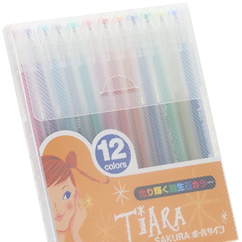 Juego de Bolígrafo Sakura Ballsign Tiara 12 Colores de Piedra Natal