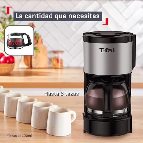 Cafetera T-fal Heliora Inoxidable con Sistema Antigoteo para 6 Tazas