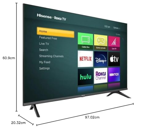 Hisense Television de 43 Pulgadas Class 1080p FHD LED Smart Roku TV Bisel Delgado Modo de Juego Funciona con Asistente de Google y Alexa 43H4030F4 (Reacondicionado)