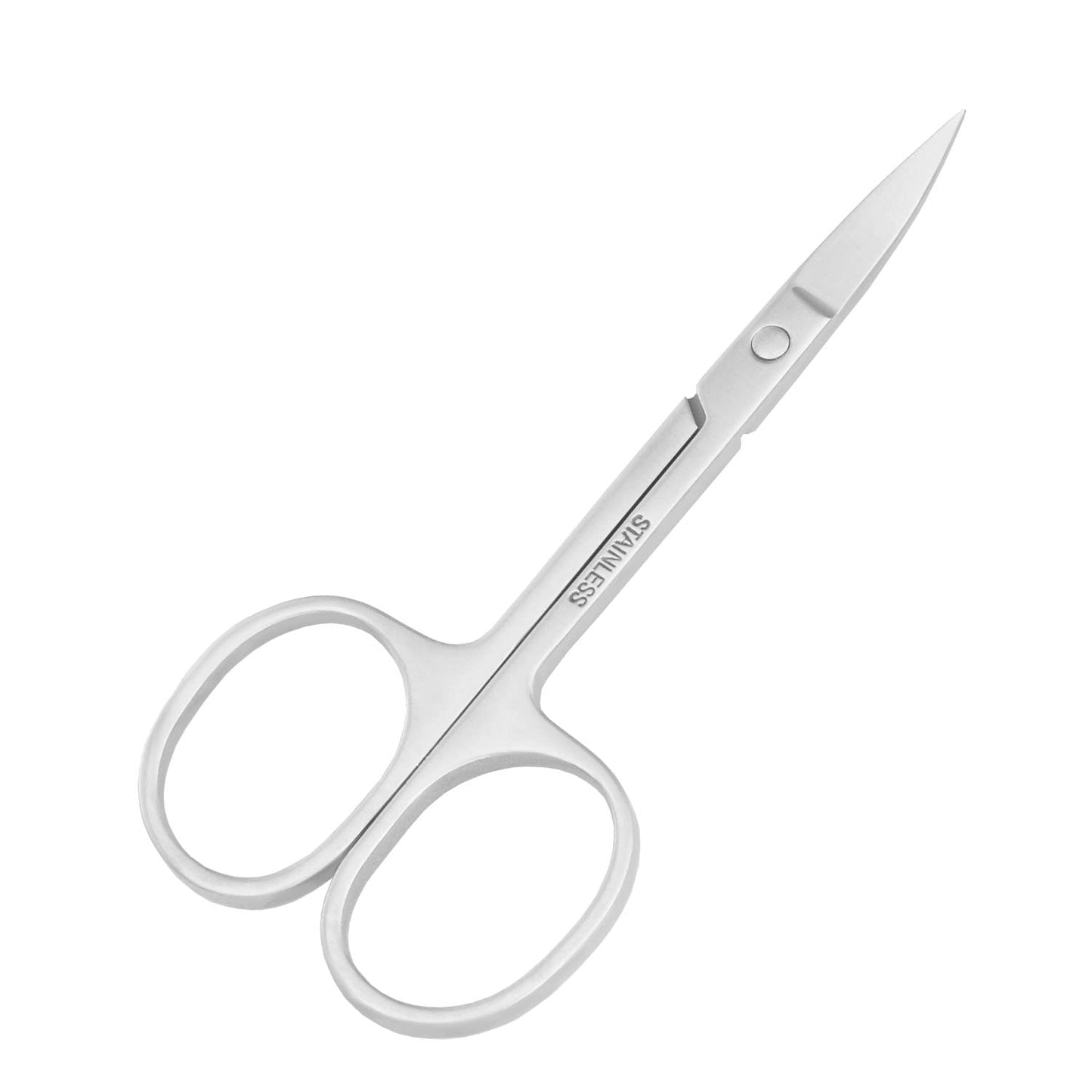 Motanar Tijeras para el pelo de la nariz, tijeras pequeñas, de acero inoxidable, punta curvada, para cejas, nariz, bigote, barba (puntas curvas)