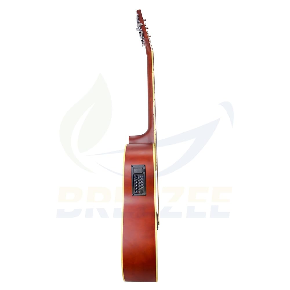 BREEZEE Guitarra Electroacústica de 41 Pulgadas con Cuerdas de Metal, Ecualizador de 4 Bandas, Incluye Funda, Afinador, Cuerdas Extra, Cable Auxiliar y Más, Guitarra Para Expertos Y Principiantes