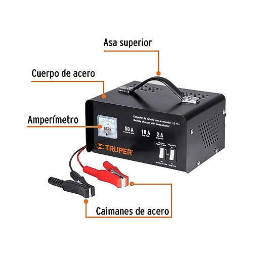 Truper CARBA-50, Cargador de baterías 12 V, 50 A, amperímetro