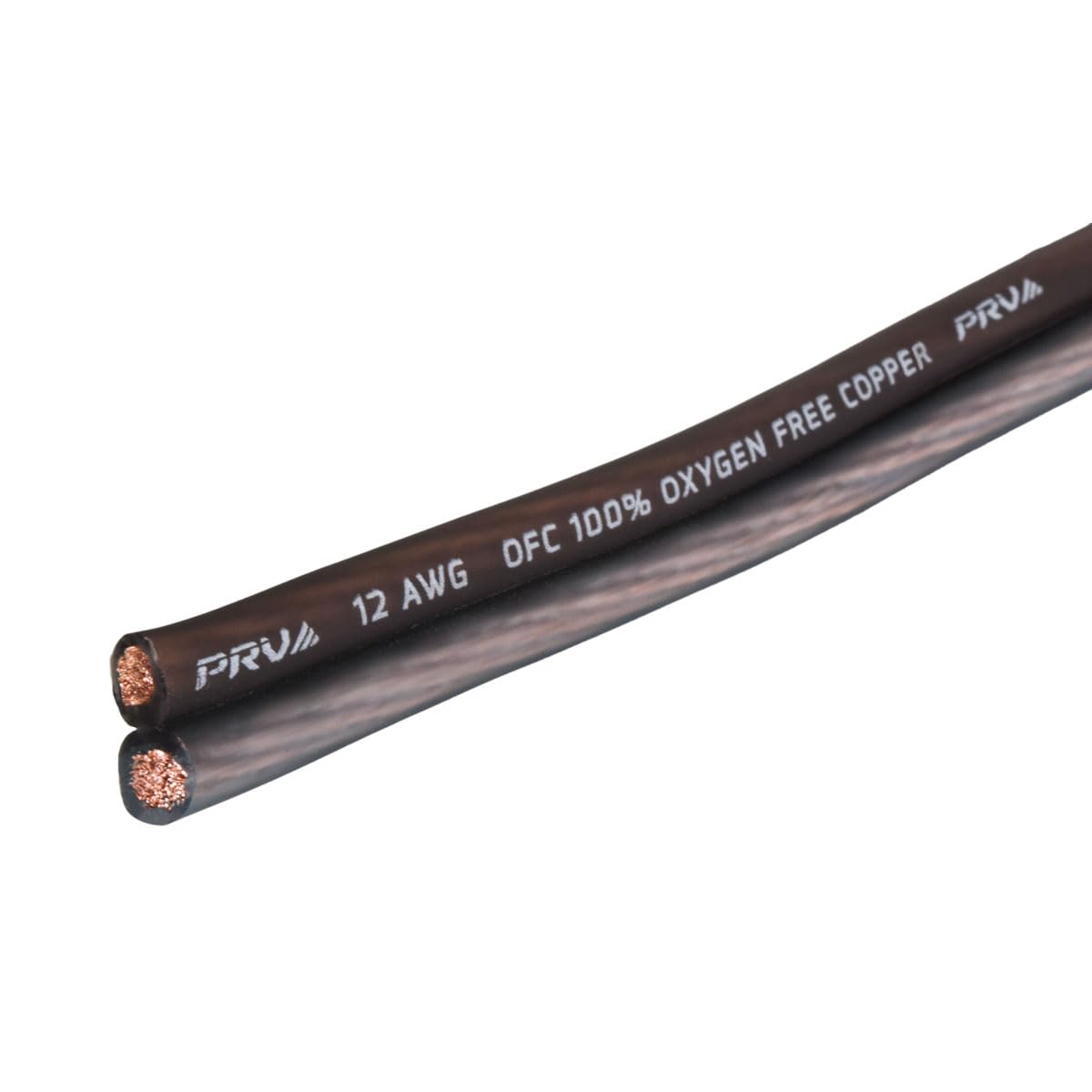 PRV AUDIO - Cable de altavoz de calibre 12 (AWG) de cobre de alta calidad sin oxígeno, rollo de 100 pies (negro/gris) cable ultra flexible para aplicaciones de audio del coche y el hogar