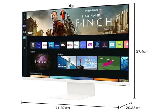 Monitor de Computadora Samsung Blanco 32 Pulgadas 4K UHD HDR Inteligente con Transmisión de TV y Cámara Slimfit