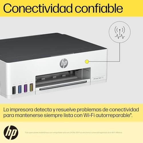 HP Impresora Smart Tank 210, Tinta Continua, Color, Wi-Fi,USB, Bluetooth, Dúplex (Doble Cara) Manual, Impresión Smart App, hasta 2 años de Garantía* (3D4L3A)