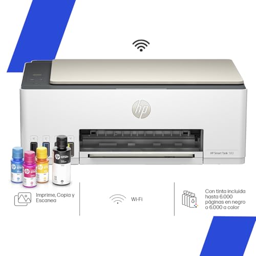 HP Impresora Multifuncional Smart Tank 583, Todo-en-Uno, Tanque de Tinta, WiFi, USB, Bluetooth, Smart, AirPrint, Impresión, Copiado, Escaneo (4A8D7A#AKY)