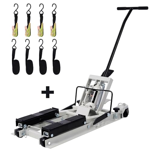SPOFLYINN - Gato hidráulico de elevación para Motocicleta de 1500 Libras, Capacidad de elevación de Tijera con 4 Ruedas para ATV UTV Powersports Gris